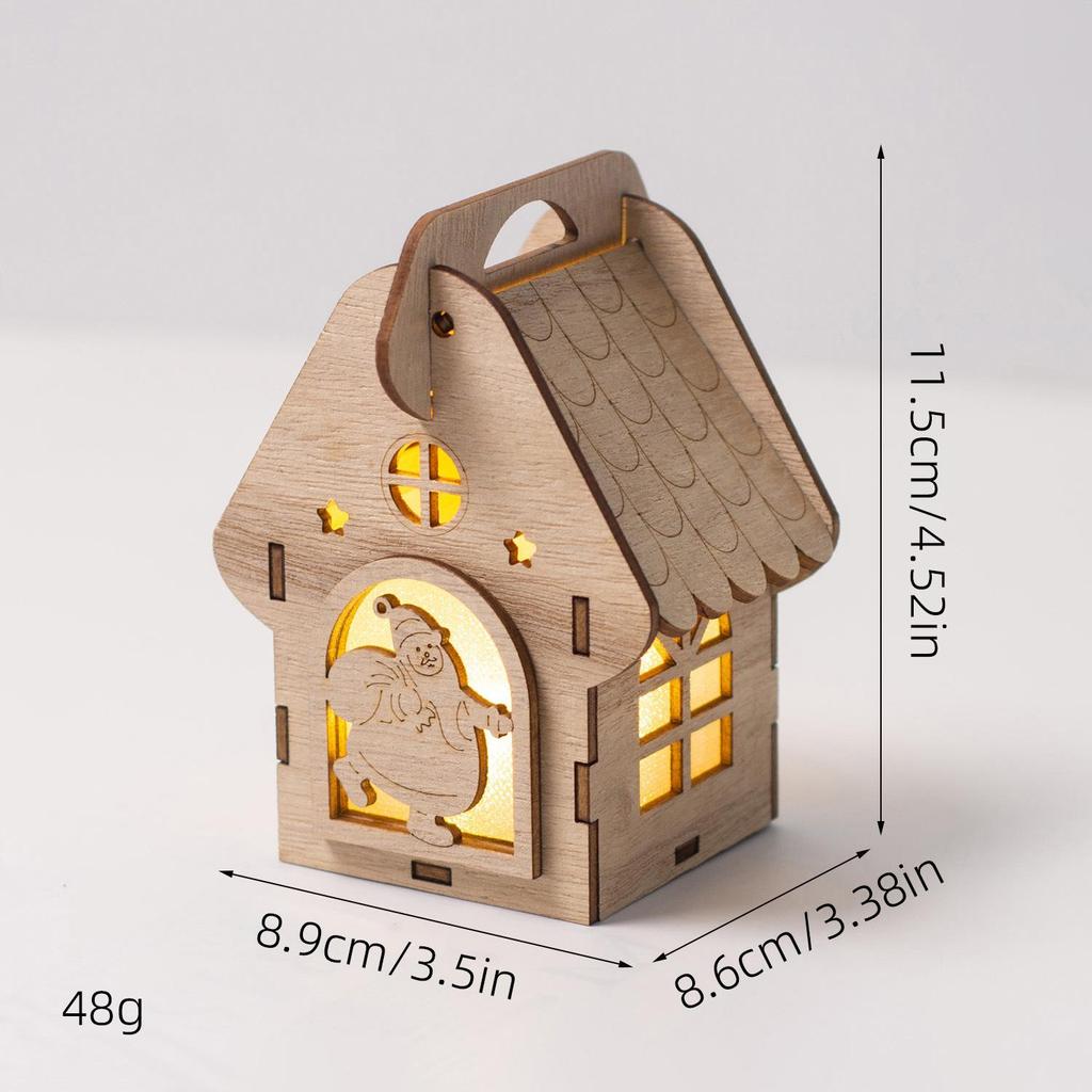 Christmas Luminous Wooden Cabin Ornament - Small House Tree Decoration