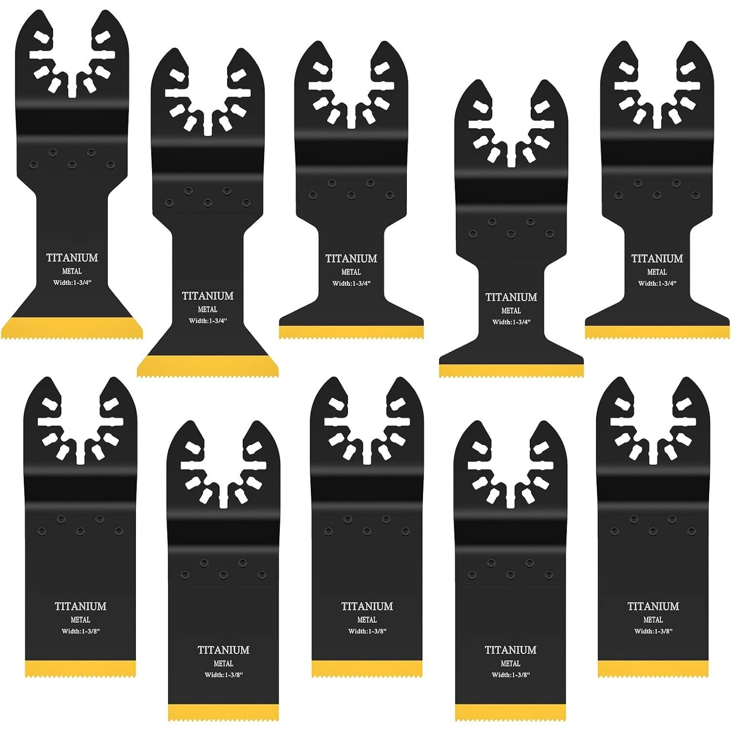 

Titanium Oscillating Tool Blade, 10PCS Oscillating Saw Blades Metal Cutting Multi Tool Blades Kits Wood and Metal Nails Plastic, Multitool Blades Z0014