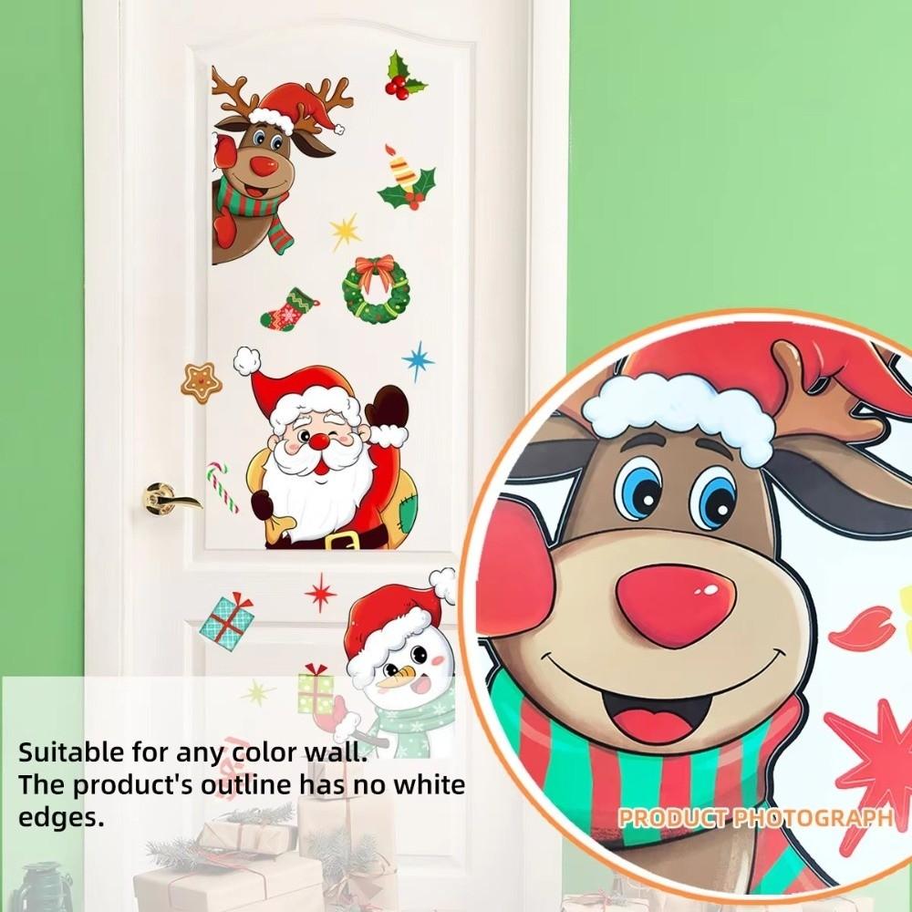 Cartoon Santa Claus Window Sticker PVC Elk Christmas Glass Window Sticker Snowman Self-Adhesive Christmas Decoration Background