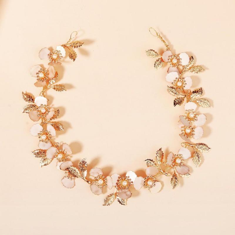Vintage Luxurious Gold Petal Hair Band Hand-knitted Soft Mori Holiday Ethnic Style Bride Headband