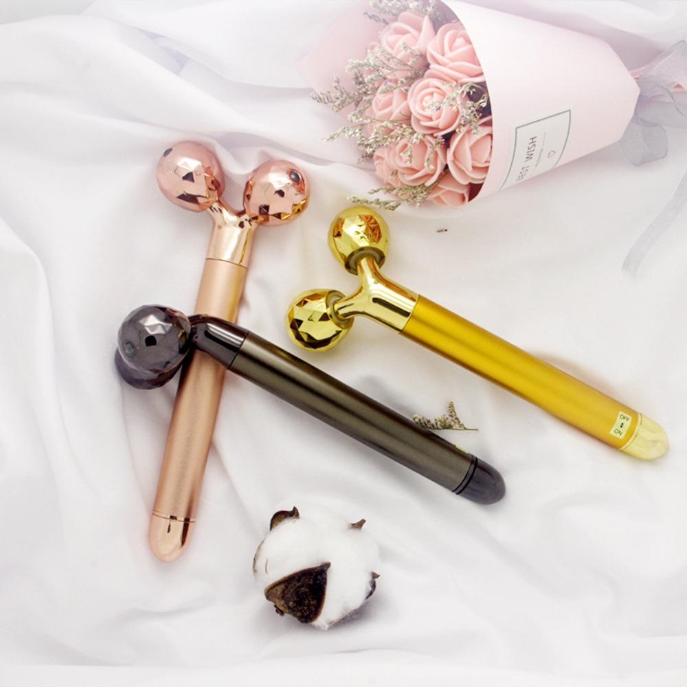 Zinc Alloy Y Shape Facial Massager Dual Roller Design Face Massage Instrument Jaw Contour Care