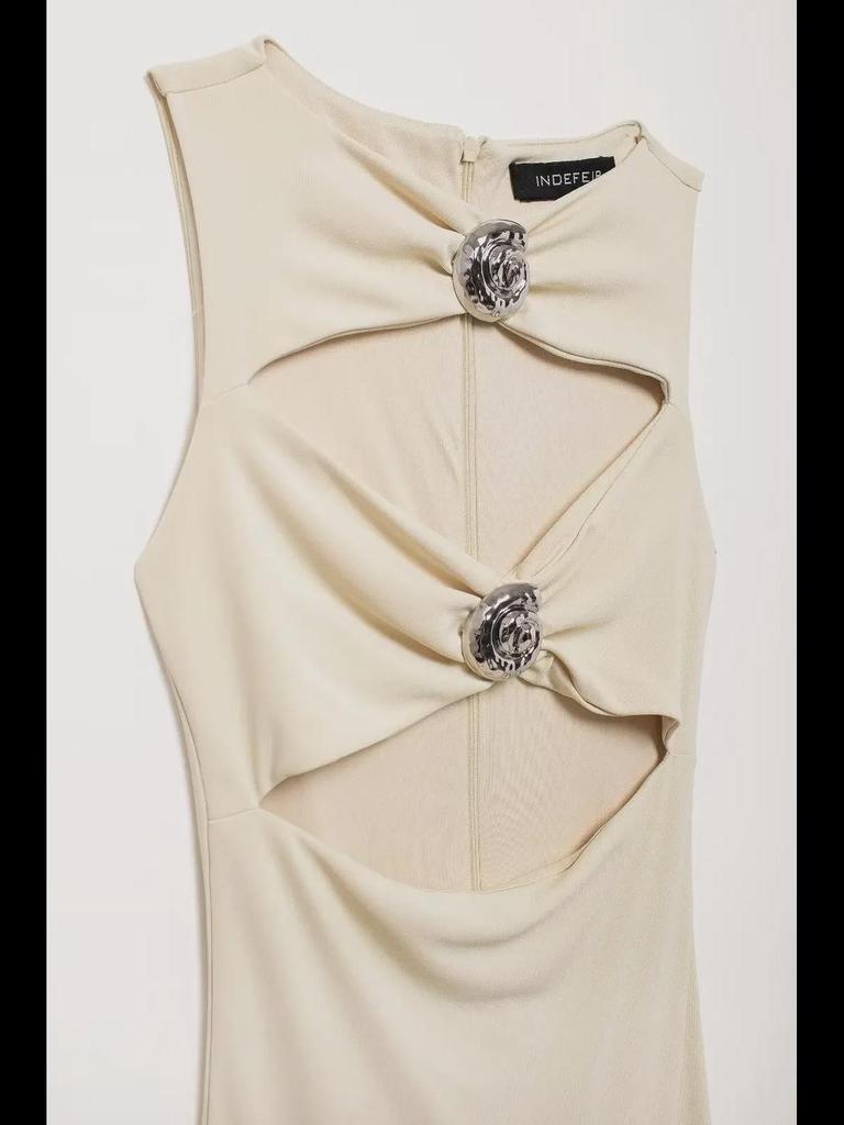 French High-End Women's Sleeveless Slim Fit Dress with Chest Hollow Design