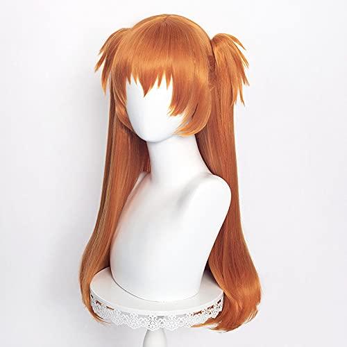 Orange heat-resistant cosplay wig with net and two buns