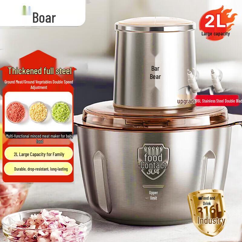 Bear 2L Electric Food Chopper & Meat Grinder