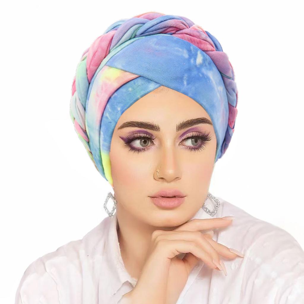 Muslimske kvinner Flette Hijab Turban Kemo Stretchlue Hodeplagg Islamsk Bonnet Hodeplagg Lue Dekkhatt