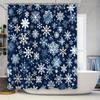 Winter Snowflake Shower Curtain Christmas Decor for Bathroom, Navy Blue with White Flakes 72x84 Inches Waterproof Fabric 1 Piece