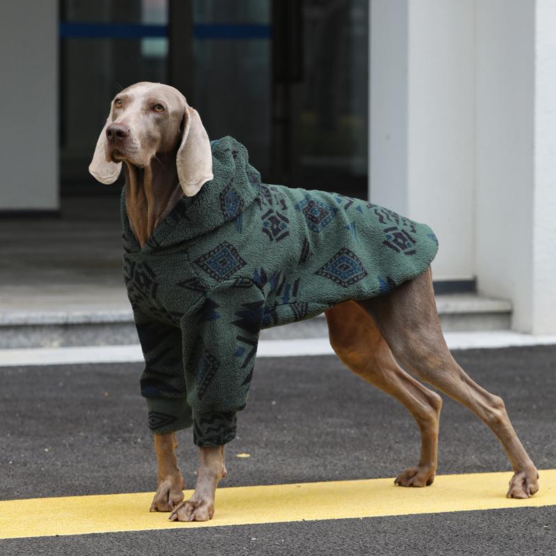 Winter Warm Dog Hoodies,Pet Hooded Pullovers For Large Breeds,Classic Christmas Printing Dogs Sweater Pajamas,For Husky Whippet