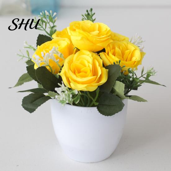Flower Fake Plant Simulated Dinning Table Decor Artificial Pot Plastic Bedroom Imitation Potted for Home