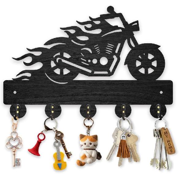 MAYJOYDIY Golf Coat Racks Wall Mounted Wood Golf Clubs Tree Key Hangers for Wall 11.8×7.9inch Black Key Holder 5 Alloy Hooks Home Decor Gifts