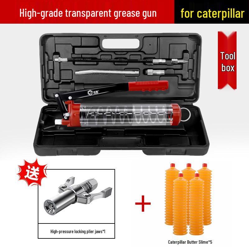 Caterpillar Dual-Use Manual High-Pressure Grease Gun with Four-Gear Locking Pliers and Flat Head
