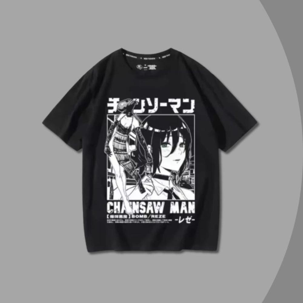 Chainsaw Man Makima Frame Eyes Classic Scene Anime T-Shirt, Unisex Manga Fan Streetwear Tee, 100% Cotton Casual Short Sleeve Top