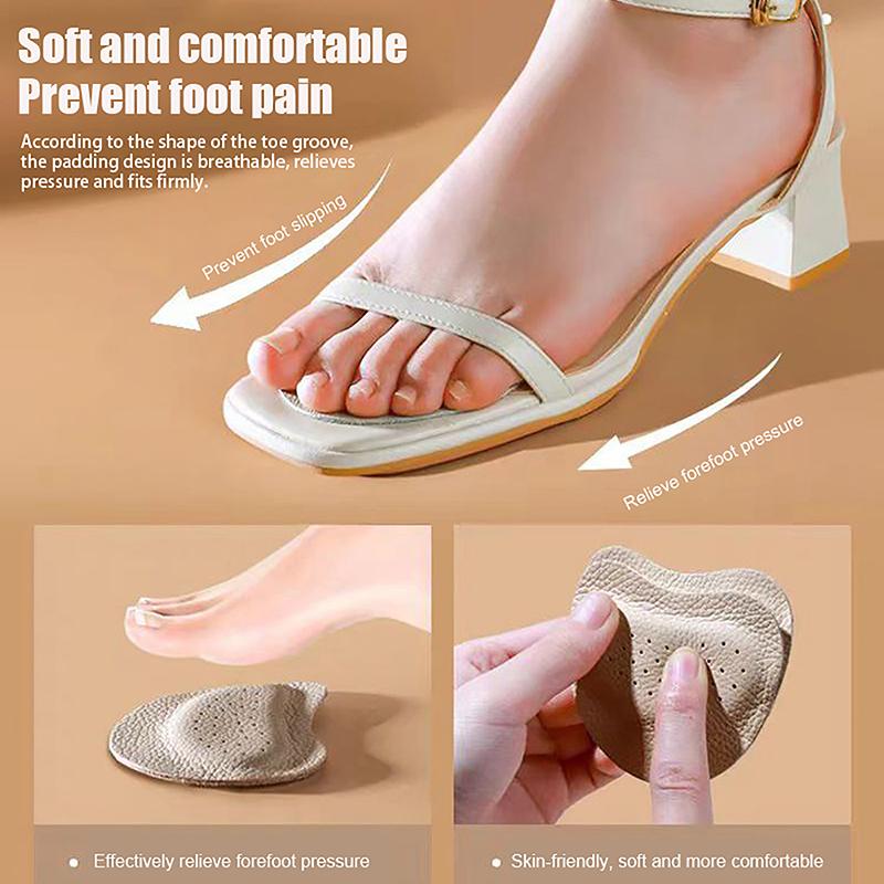 1Pair Sandals Anti-slip Stickers Leather Pad Women High Heels Pain Relief Insert Insoles Toe Cushion Foot Care Shoes Pad