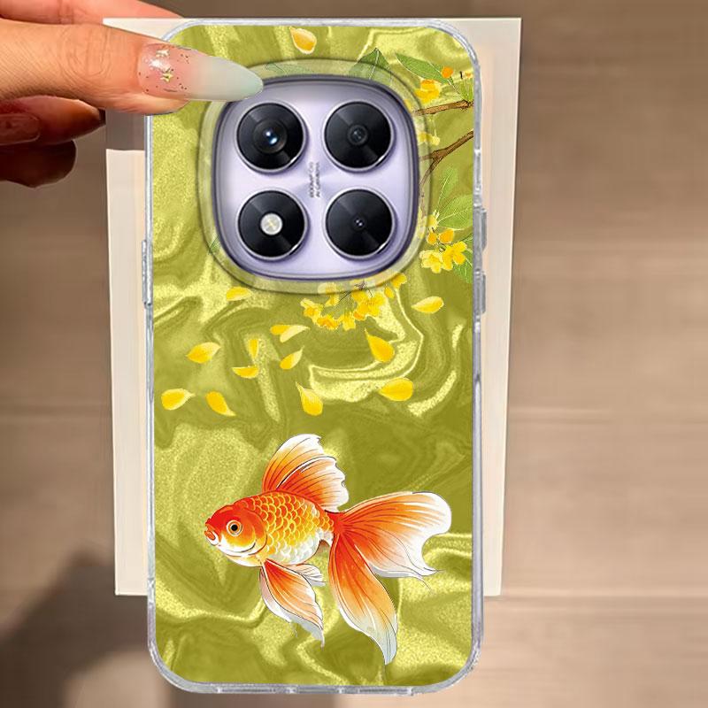 

Для Redmi Note 14 Pro Plus 13 10 11 12 Pro 13 Xiaomi 14T Pro 13T Poco X3 X5 Pro 5G Чехол для телефона Золотой карп Для Redmi 14C Мягкий чехол POCO X3 NFC белый