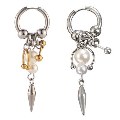 Artistic Geometric Pendant Earrings With Metallic Finish And Detachable Fringe For Casual Evening Event