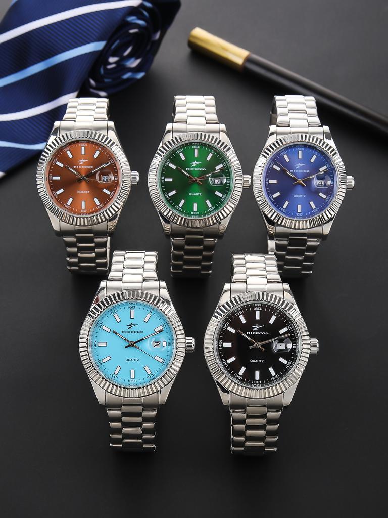 Business casual quartz watch with classic steel bracelet minimalist dial design date display durable case versatile for dail