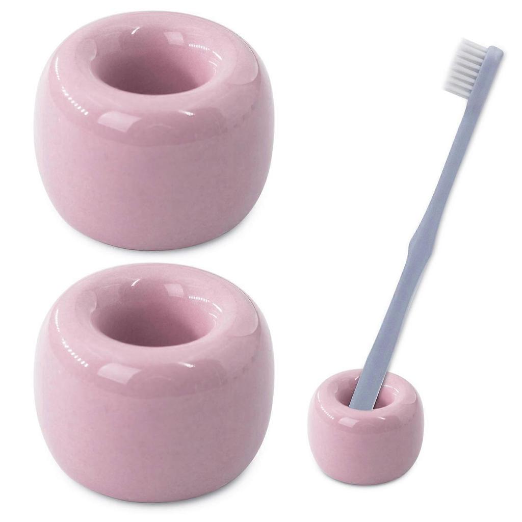2PCS Ceramic Toothbrush Holder Stand, Mini Handmade Couple Toothbrush Storage for Bathroom Vanity Countertops