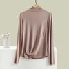Women Bottoming Top Half-high Collar Long Sleeve Elastic Skinny Soft Warm Solid Color Pullover Simple Style Lady Inner Wear Blouse