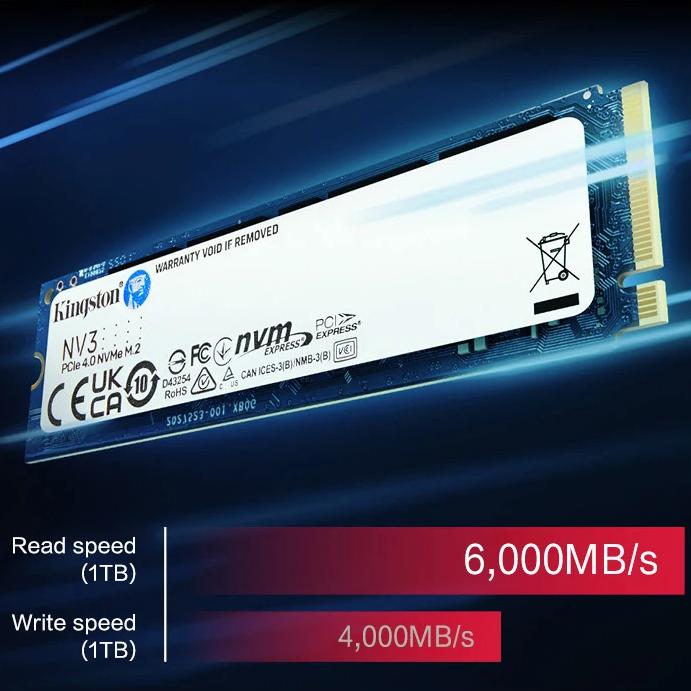 Kingston NV3 PCIe 4.0 M.2 2280 NVMe SSD Dahili Sabit Sürücü 500GB 1TB 2TB 4TB 6000Mb/s'ye Kadar PCIe 4.0 Gen 4x4 Orijinal Katı Hal Sürücü Sabit Disk