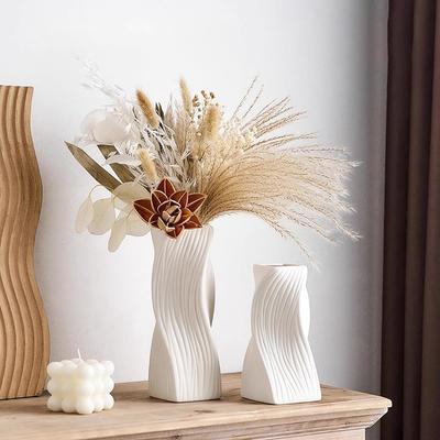 Nordic Flower Vase Plastic Plant Pot Aesthetic Immitation Ceramic Flowerpot Flower Arrange Ornament Desktop Decor Wedding Table