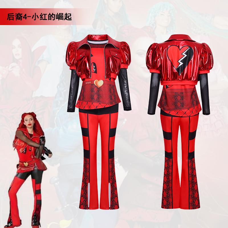 Anime Movie  Descendants 4 Red Cosplay Costume The Rise Of Red Accion Halloween Disguise Party Dress Up Suit For Woman