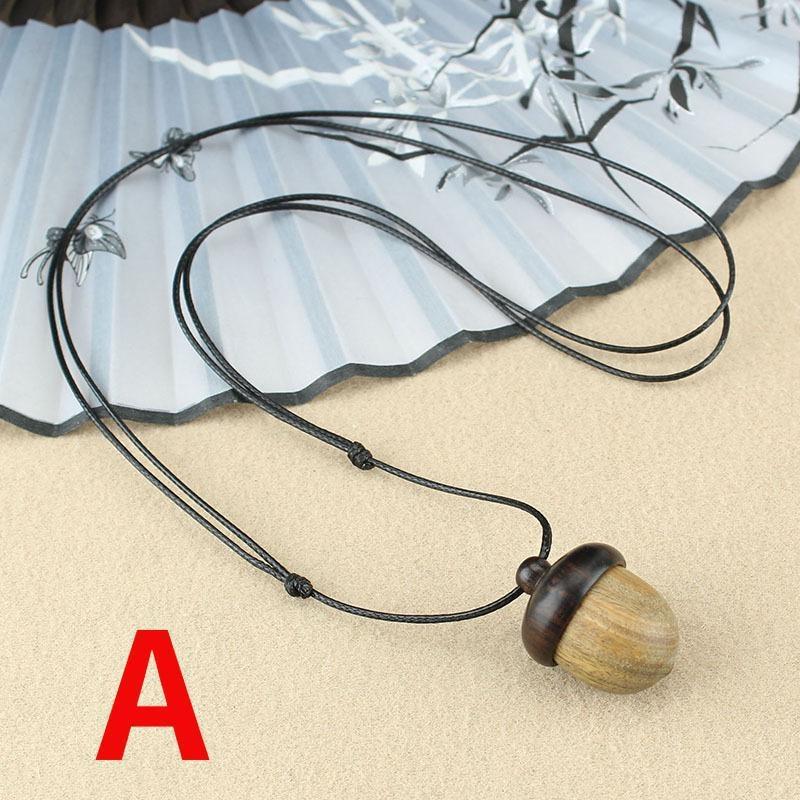 1pcs Vintage Screwable Ebony Acorn Pendant Gawu Box Long Necklace Pine Cone Acorn Design Pendant Drop Necklace Jewelry