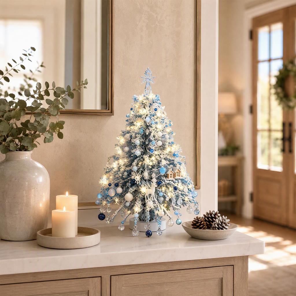 DIY Christmas Tree Making Kit Crystal Beads Pearl Pendants Angel Topper Festive Tabletop Decoration Adults