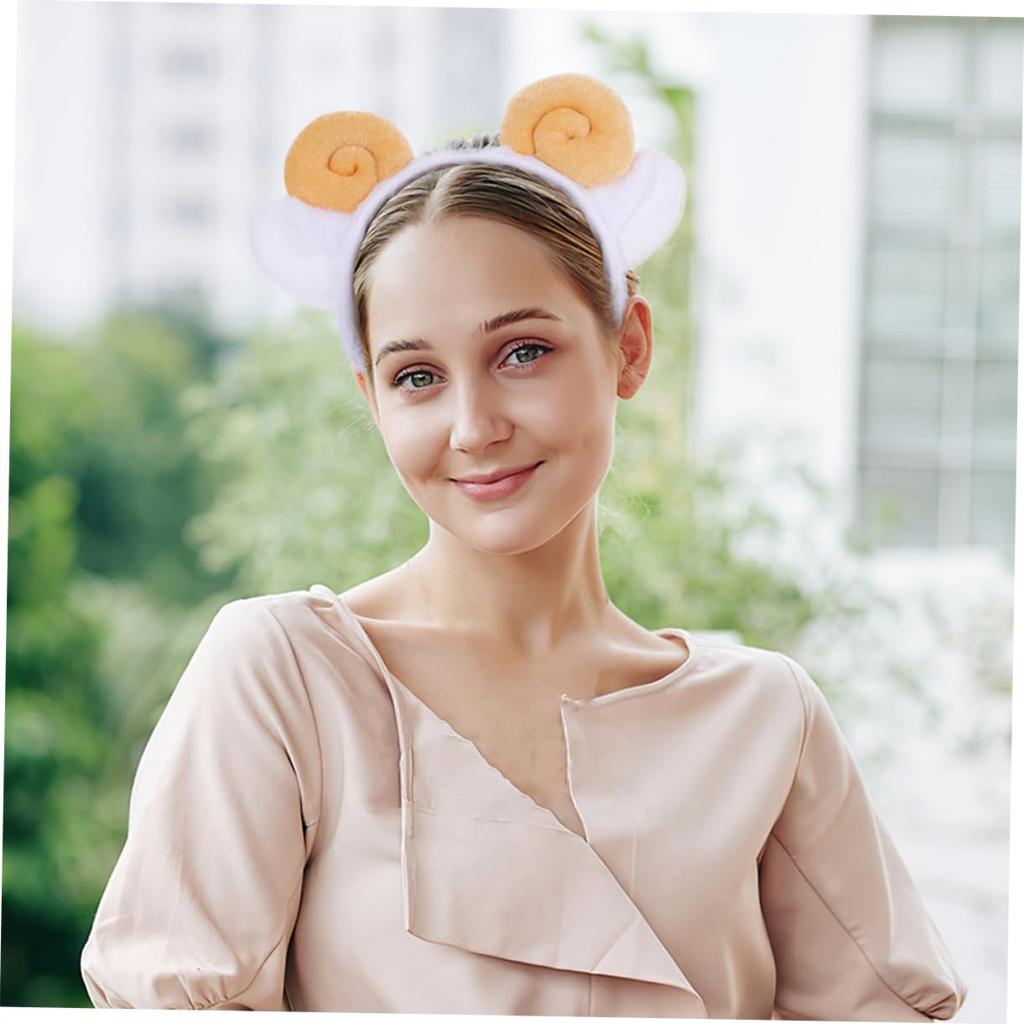 [FOMIYES] 3 Cute Goat Ear Headbands, Plush Sheep Horn Headbands for Birthday Parties and Halloween, Suitable for Kids and Adults, Fashionable and