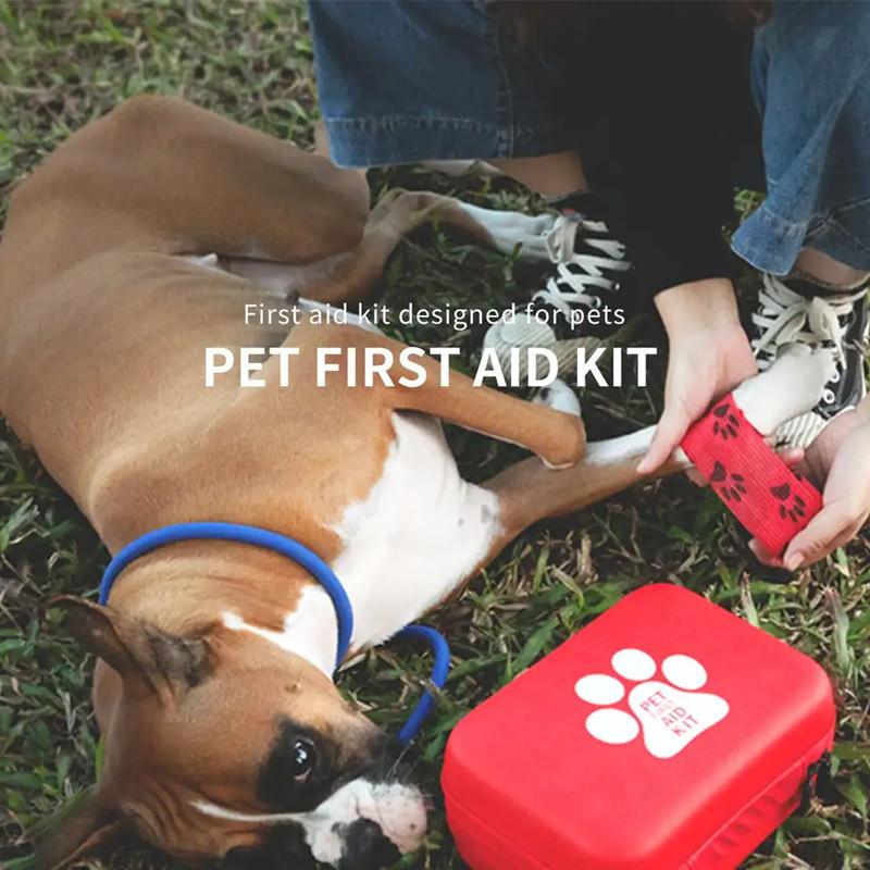38Pcs Dog Cat First Aid Kit Emergency Care with Tick Remover Leash Pet Medical Supplies for Travel Hiking Home Essentials