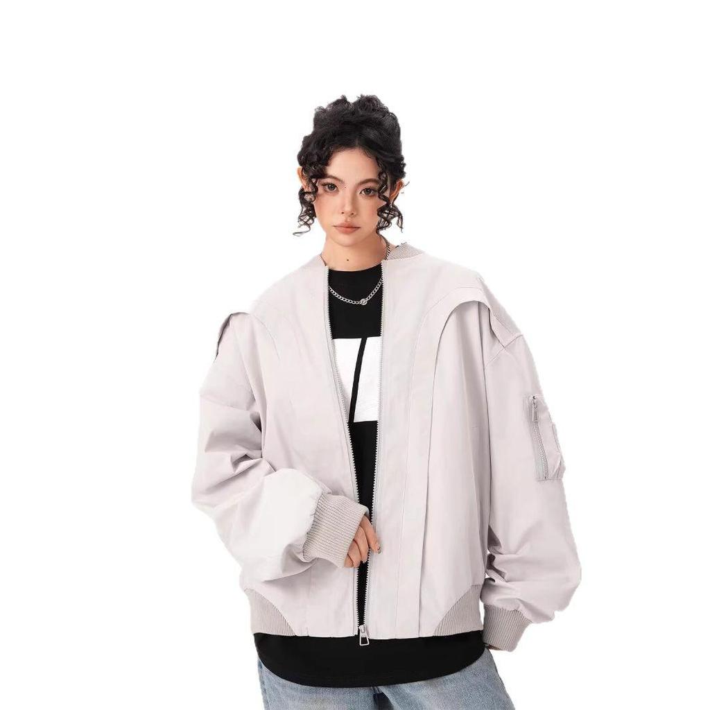 Giacca Bomber Pilota Americana Retrò Primavera/Autunno 2026 - Corta Decostruita Streetwear Baseball Giacca Esterna