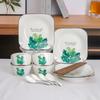 Mici 16-teiliges Keramik-Geschirrset mit grünem Blatt