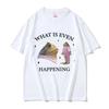 Men 's What Is Even Happening Funny Frog Stem Pattern Printed Short-sleeved T-shirt Fashionable Casual Top
