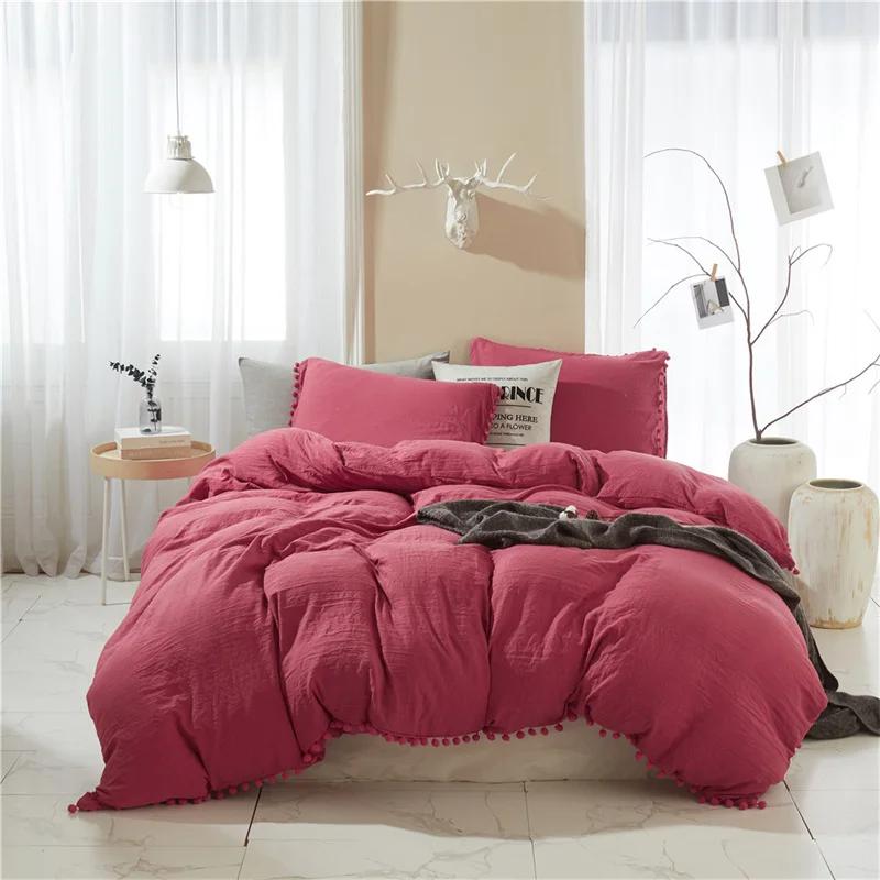 American Size Furball Tassel Duvet Cover Set Luxury King Queen Size Bedding Set Twin Full Quilt Covers Juego De Ropa De Cama