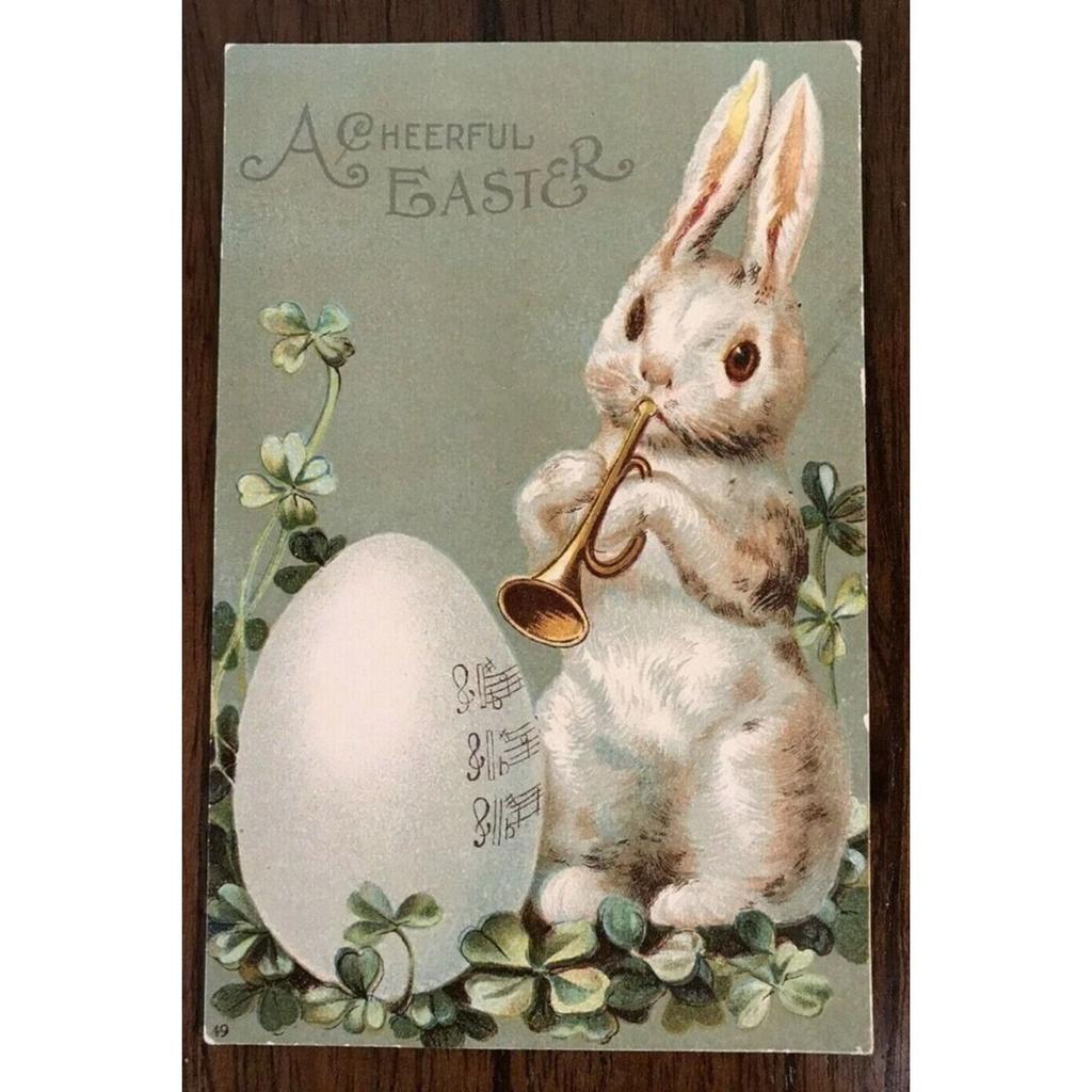 Easter Metal Wall Art Decor Vintage Cartoon Bunny Rabbit Rustic Tin Sign Home