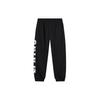 Li Ning Sports Lifestyle Series Letter Mid Waist Cuffed Casual Versatile Fleece Knitted Sports Pants Men Pants Black AKLTB29-6