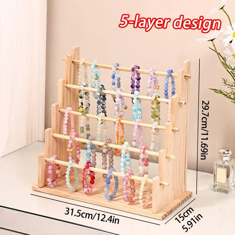 Vintage Wooden Bracelet Storage Rack, Stepped Bead Display Rack, Jewelry Storage Rack, Watch Hair Clip And Headband Display Rack