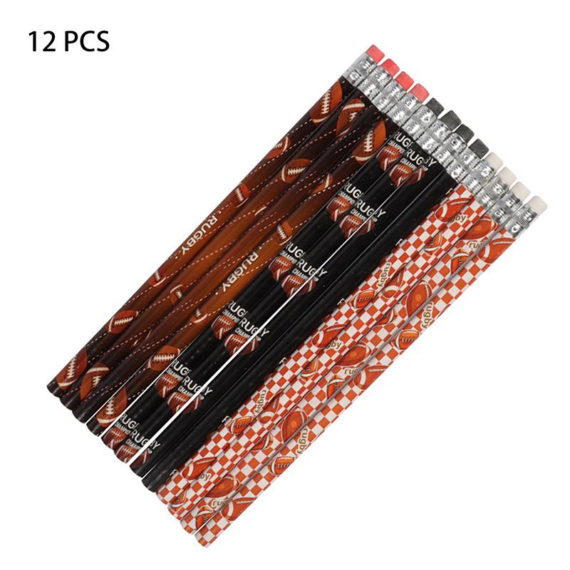 

12 шт. Карандаши на футбольную тематику Спортивная вечеринка Футбол Деревянные карандаши с ластиками Награда для класса Школьные принадлежности Подарок для вечеринки