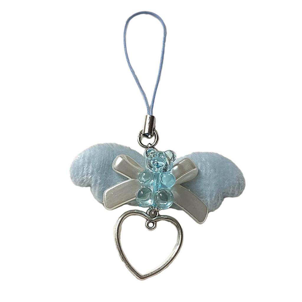 Cute Cellphones Strap Adorable Angel Wing Heart Phone Chain Vintage Keychains Pendant for Fashionable Individuals