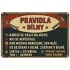 Vintage Czech Metal Wall Art, Funny Construction Worker Tin Sign, Retro Garage Decor with Wrench Graphic