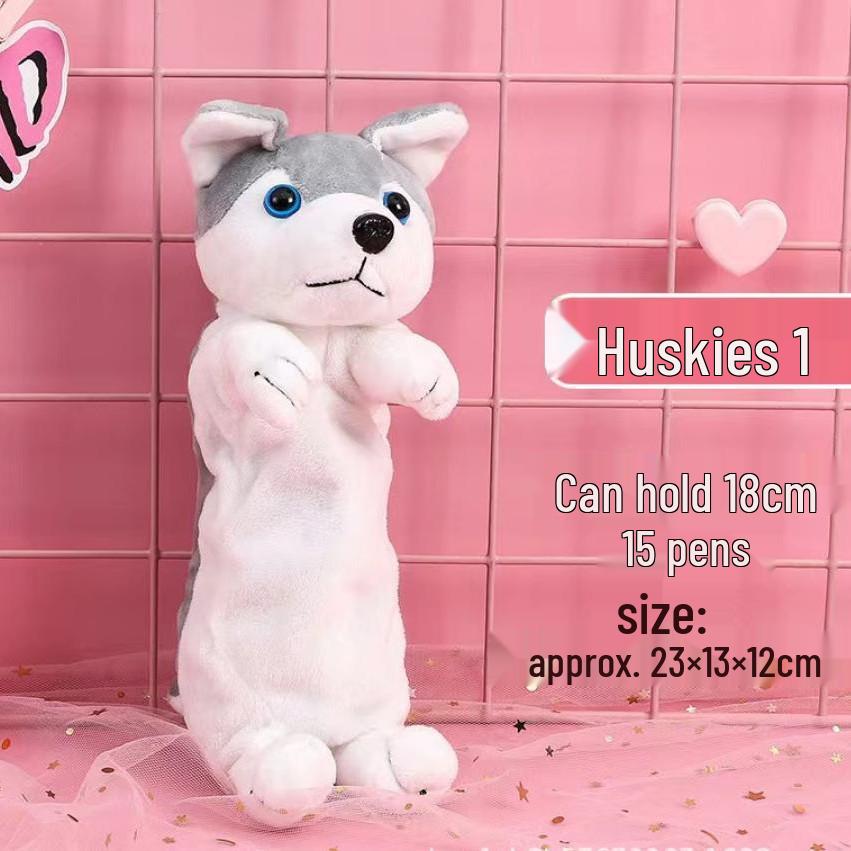 Adorable Puppy Plush Pencil Case - Cute Cartoon Animal Storage Bag for Kids