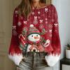 Women's Fashion Round Neck Long Sleeve Christmas Print Casual Pullover Sweater Top