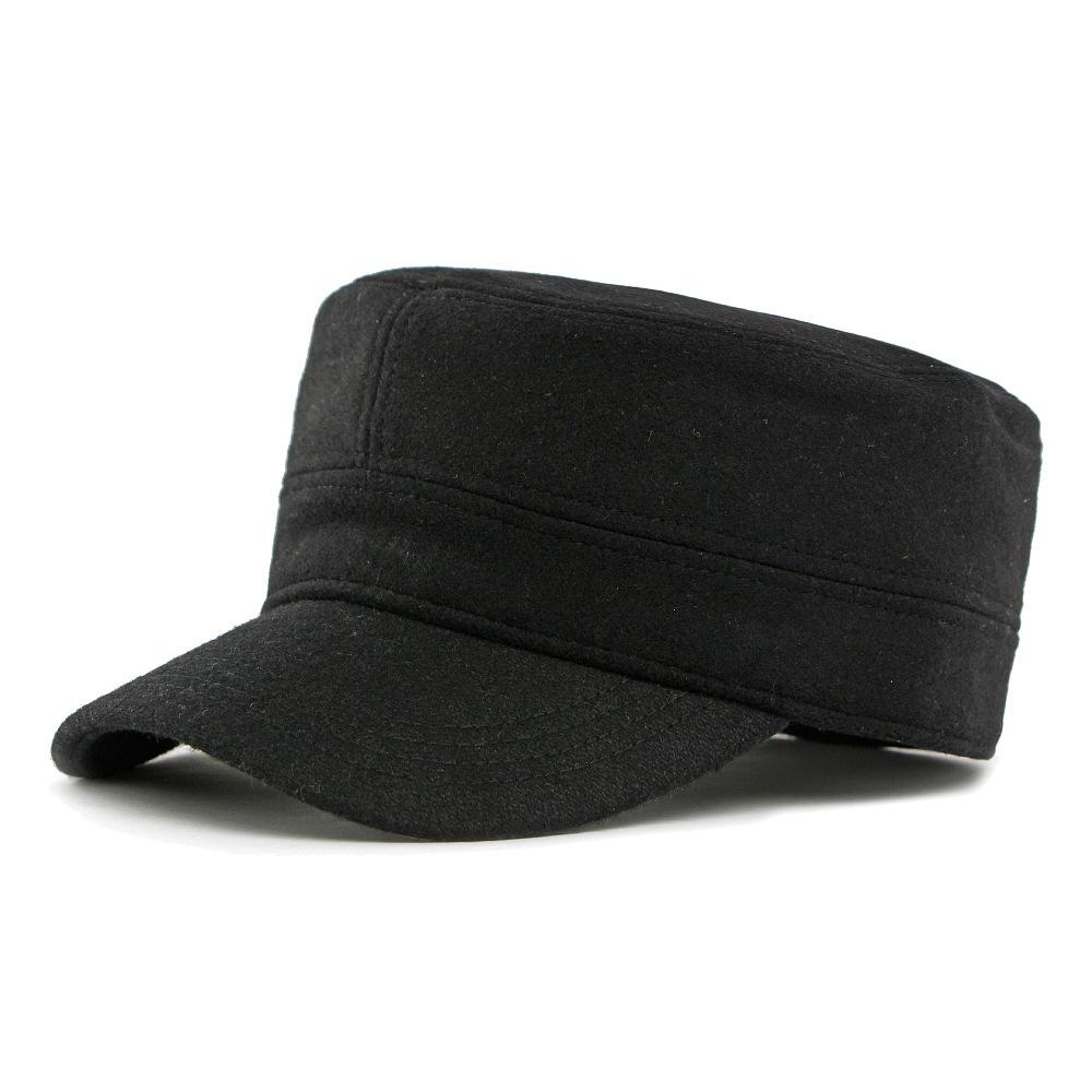 

Вовняна шапка Чоловіча Осінь Зима Оксамитова Товста Пласка Шапка Капелюх від Сонця Однотонна Кепка L(55-57CM) чорний