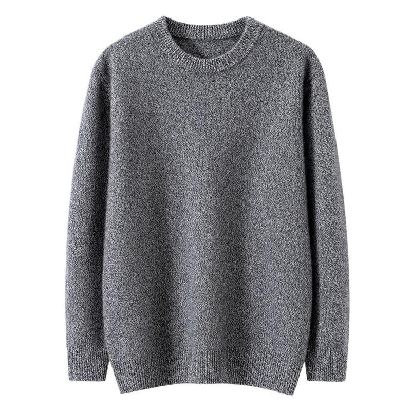 Men's Thickened Cashmere Sweater: Seven-needle, Double-strand, Marled Knit, Round Neck, Loose Fit, Plus Size, Autumn/Winter Style.