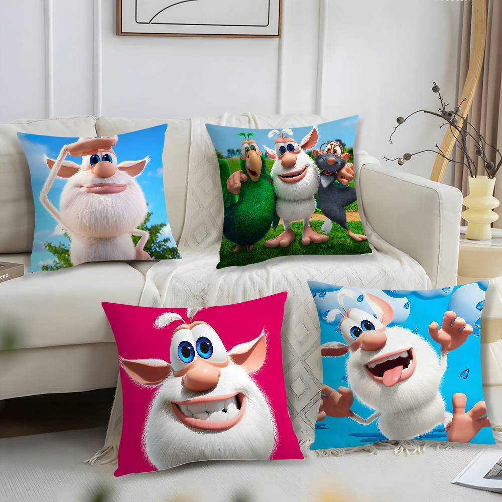 Jessica Chen Unisex Cartoon B-Booba Funny Cute Pillow Case Short Plush Print Cushion Cover Square Throw Pillow Covers Sofa Home Decor