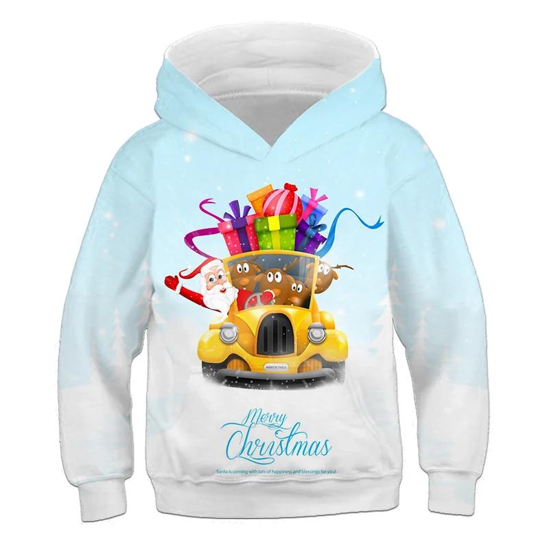 New Kid Hoodies Sweatshirt Boys Girls Christmas Printing Costume Children Clothing Family Party Santa Claus Kids Pullover Coats