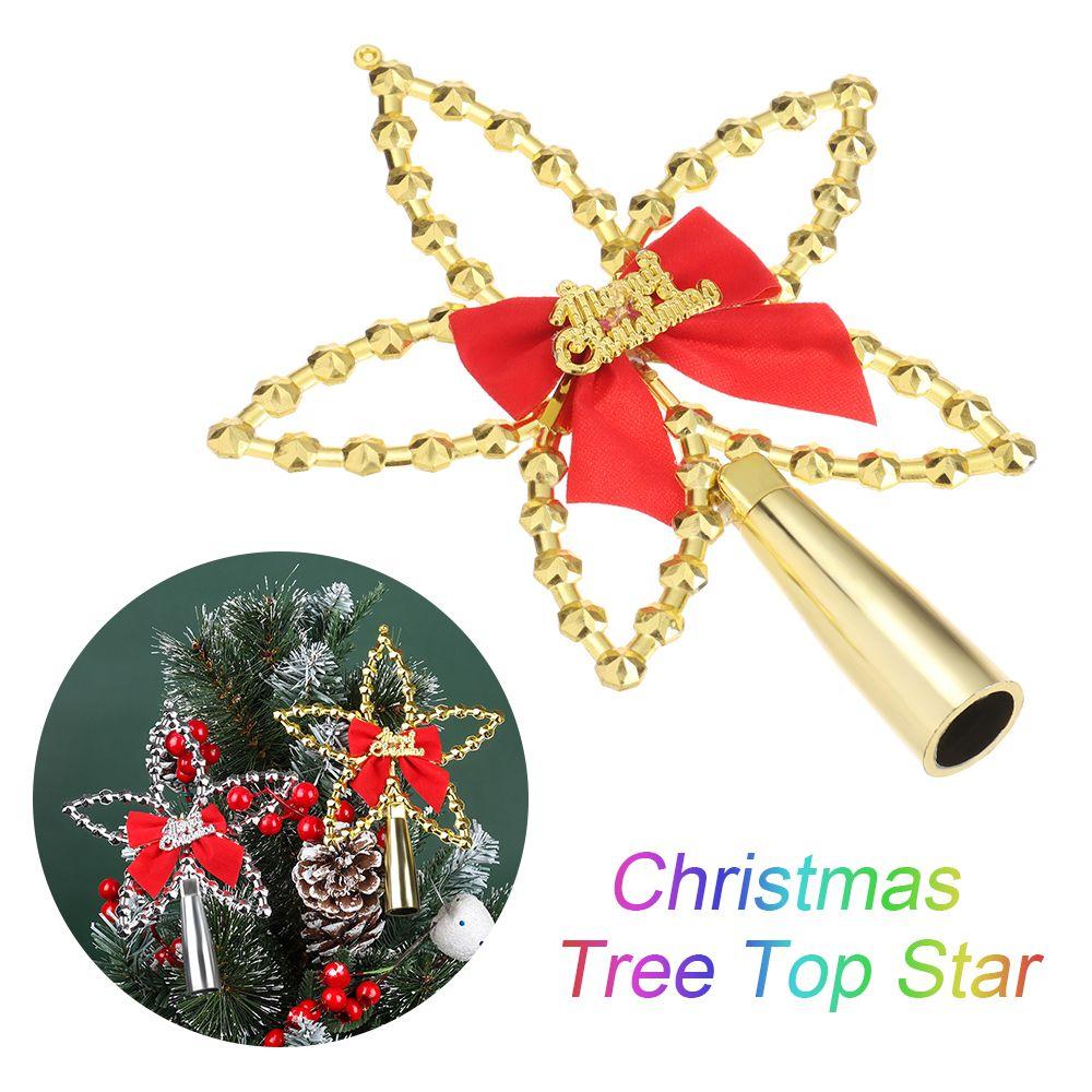 

Новые рождественские украшения, товары для вечеринок, топперы для рождественской елки, красный бант, веселая рождественская звезда