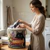 Quilted Laundry Storage Basket Medium Size 16X22 Inches Fabric Storage Bin with Handles for Clothes Toys and Household Items