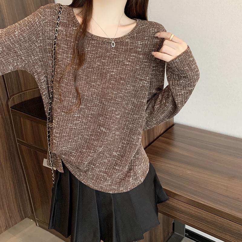 

2026 Autumn Plus Size Korean Style Irregular Slimming Top for Women 2XL кофейный