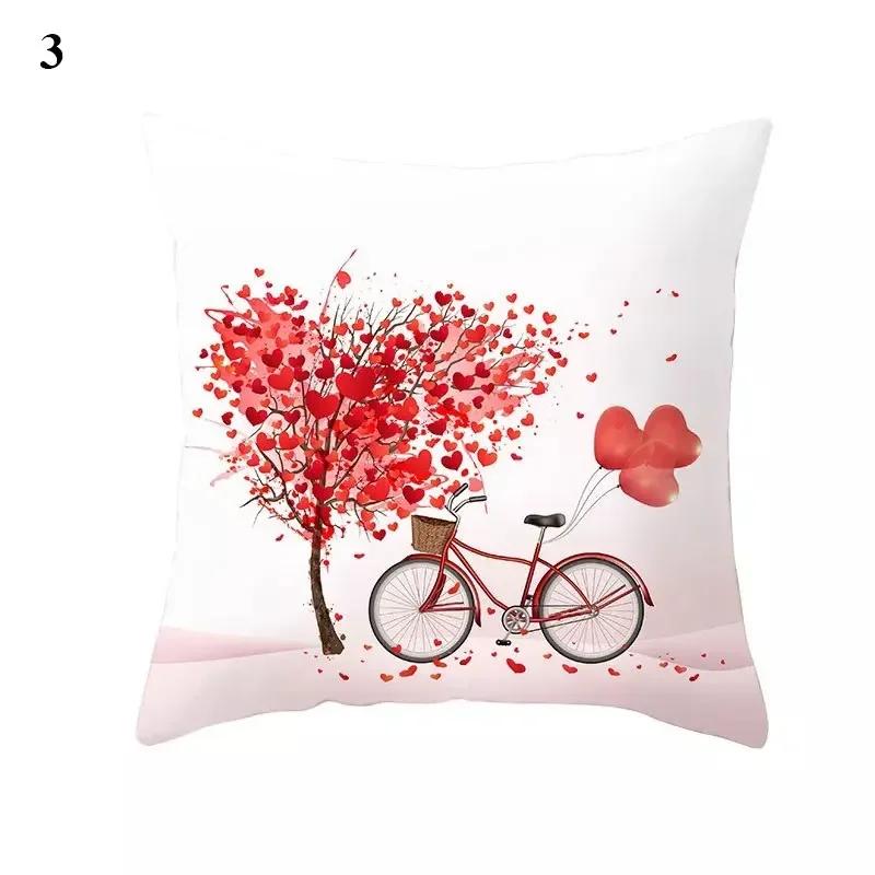 Valentine's Day Cushion Cover Red Heart Print Pillowcase  Sofa