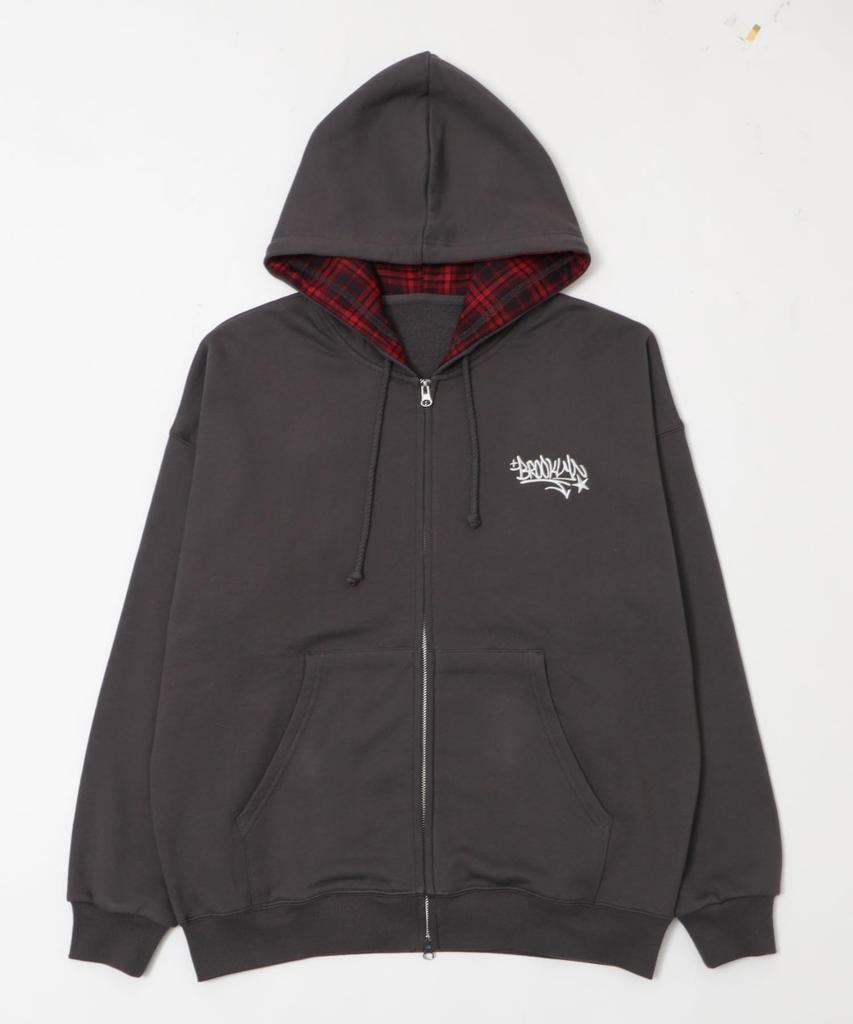WEGO Check Zip Size Sumikuro Men's Hoodie, M,