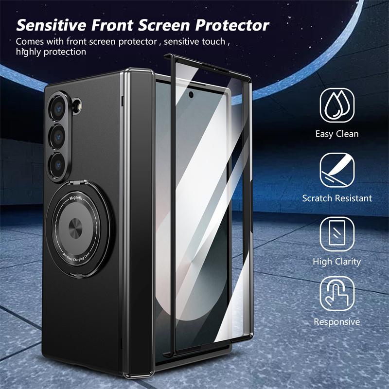 Matný jednobarevný kryt na telefon pro Samsung Galaxy Z Fold 6 5 4 3 Tvrdý obal Ochrana Nárazuvzdorná fólie Ochranný kryt s držákem